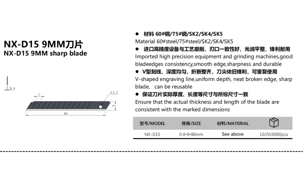 NX-D15 9MM sharp blade