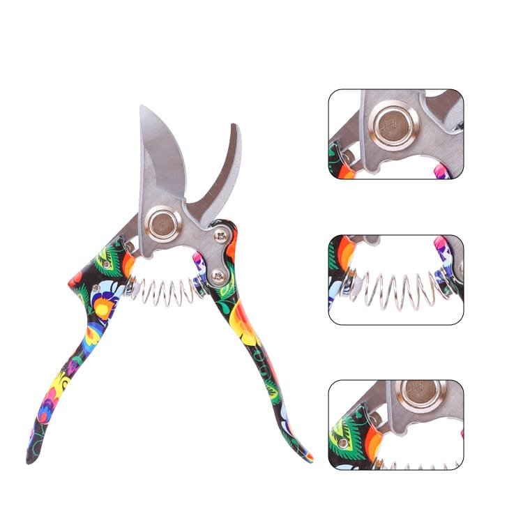 Garden Pruner with 65Mn Steel Blade and Painted Handle Opening Details