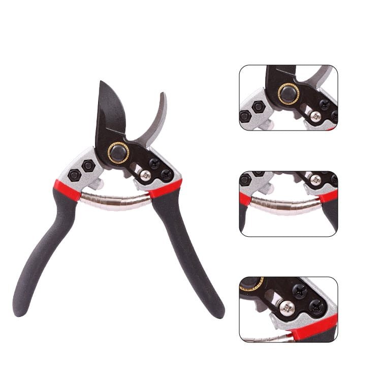 Garden Pruner with Dual-Color Handle and SK5 Steel Blade Opening Details