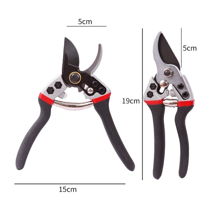 Garden Pruner with Dual-Color Handle and SK5 Steel Blade Size Comparison Chart