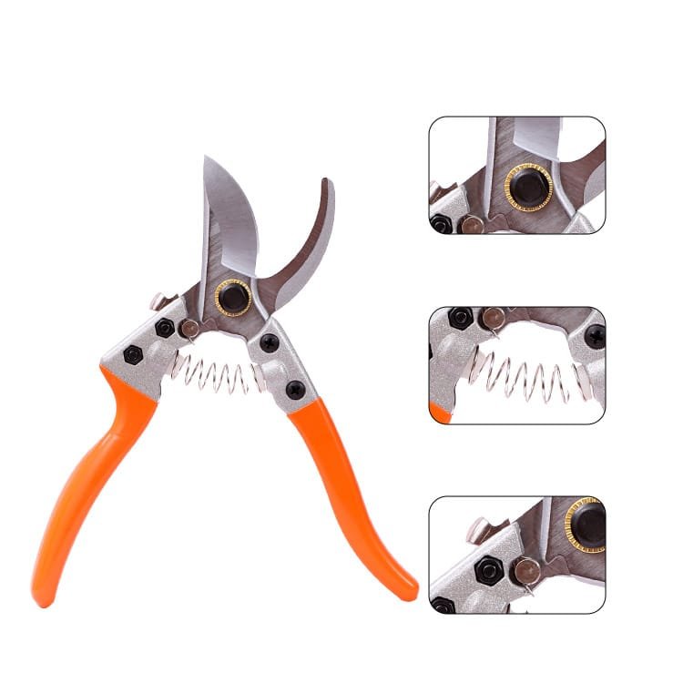 Garden Pruner with SK5 Steel Blade and Rubber-Coated Handle Opening Details