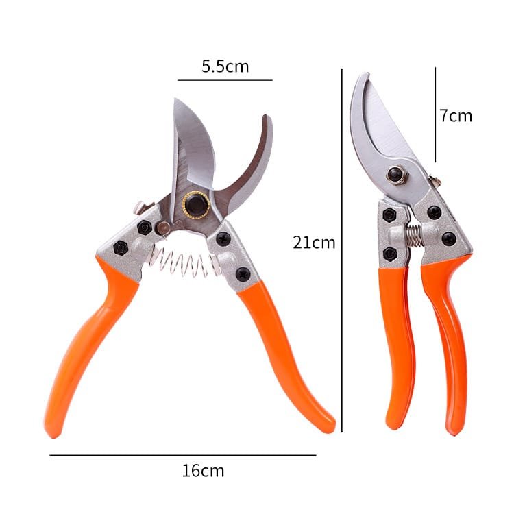 Garden Pruner with SK5 Steel Blade and Rubber-Coated Handle Size Comparison Chart